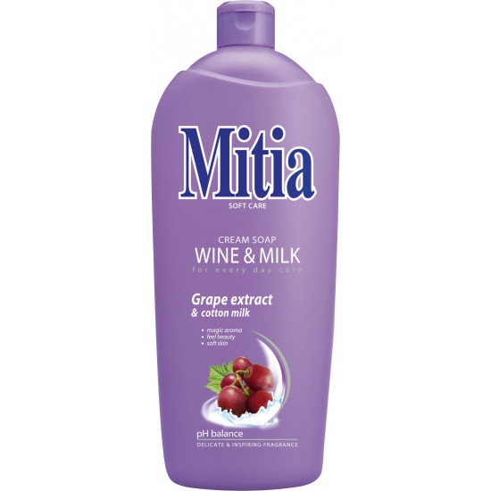 Mitia 1l tek.mýdlo Wine&Milk | Toaletní mycí prostředky - Tekutá mýdla - Bez dávkovače